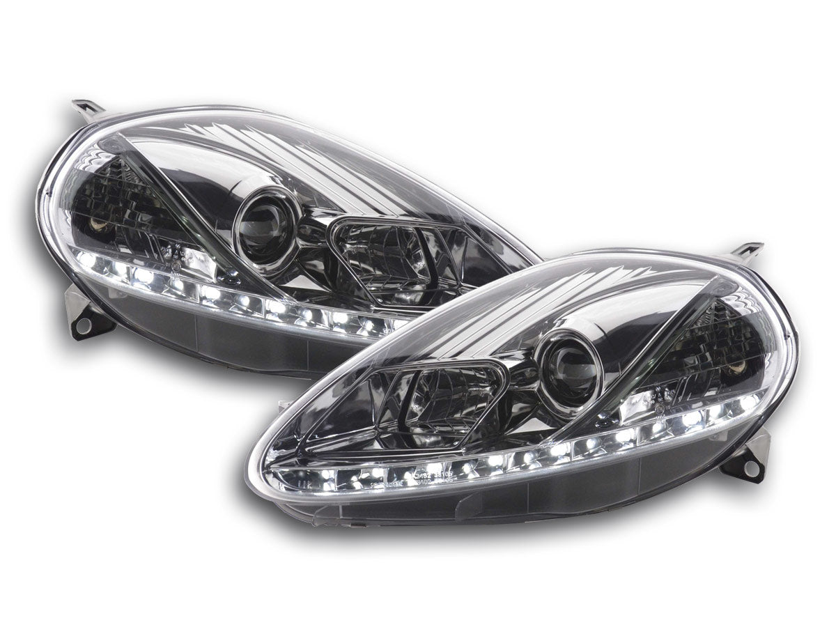 Scheinwerfer Set Daylight LED Tagfahrlicht Fiat Grande Punto 199 05-08 chrom Scheinwerfer Set Daylight LED Tagfahrlicht Fiat Grande Punto 199 05-08 chrom